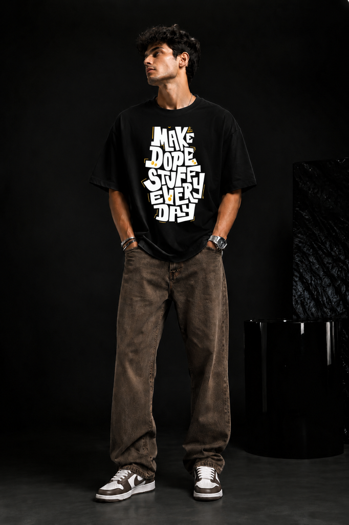 Unisex Oversized Graphic T-Shirt (S, Black)