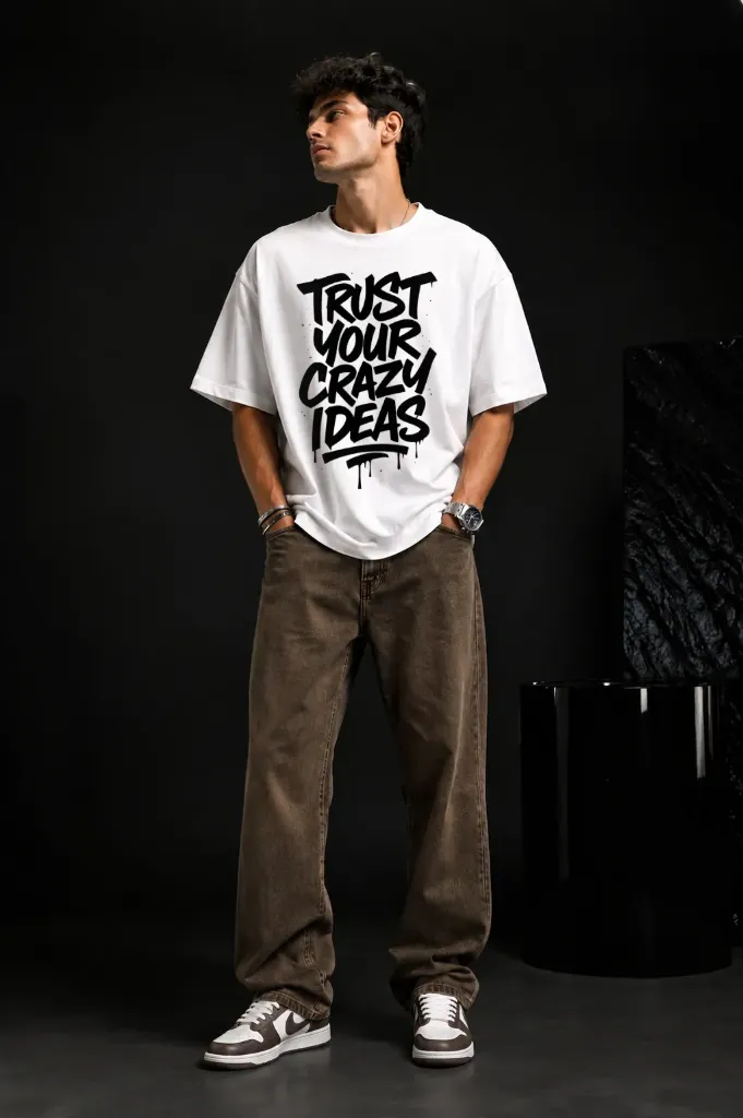 Unisex Oversized Graphic T-Shirt (S, White)