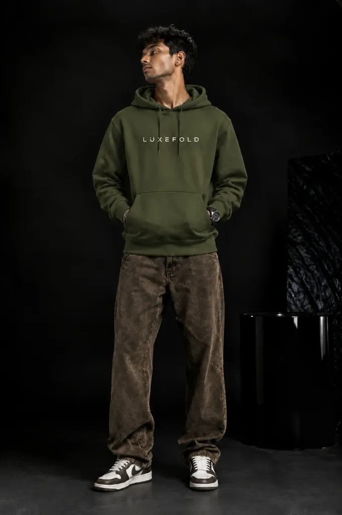 Men's Unisex Premium Graphic Printed Hoodies (S, Olive Green)