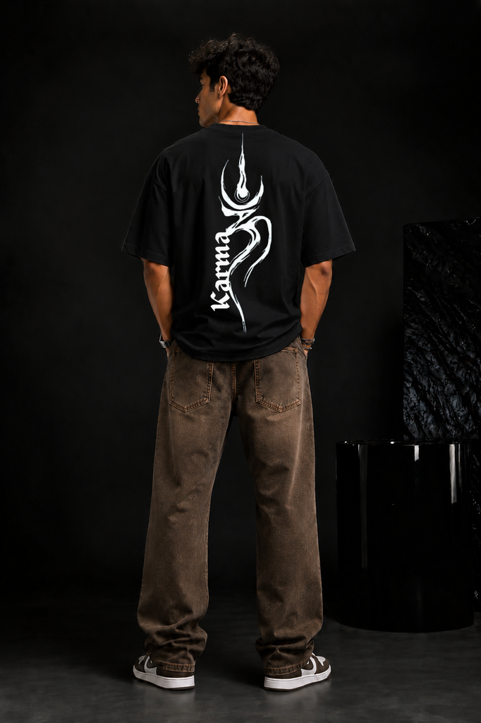 Karma Unisex Oversized Graphic T-Shirt (S)
